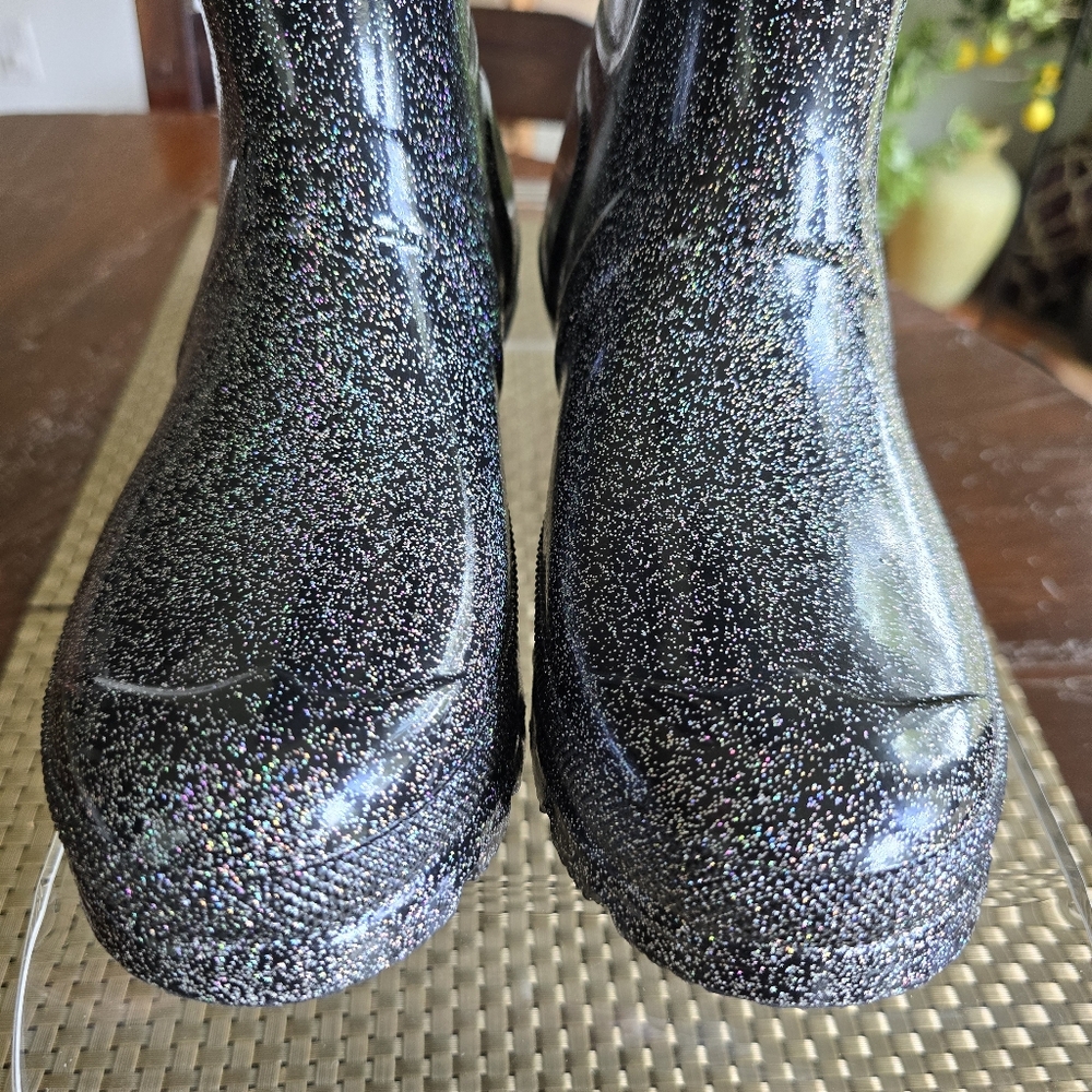 EUC Hunter Black Glitter Rain Boots 7 - Picture 13 of 14